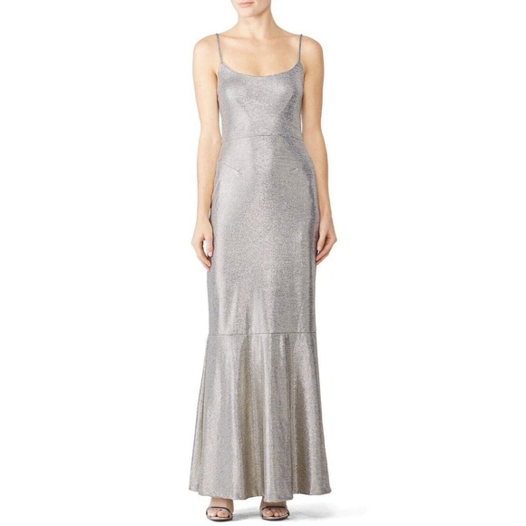 Hutch Women's Cameron Gown in Silver Long Formal Wedding Maxi Dress Size 22
